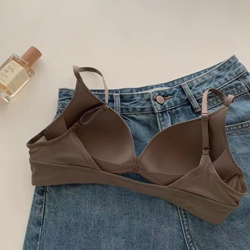 Caring for the front button, gathering underwear without any marks, small chest without empty cup, U-shaped large exposed back, beautiful back, summer ultra-thin plain bra