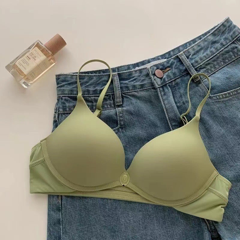 Caring for the front button, gathering underwear without any marks, small chest without empty cup, U-shaped large exposed back, beautiful back, summer ultra-thin plain bra